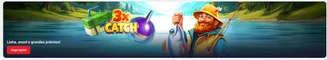 Jogo 3x Catch com pescador animado, lago e grandes prémios.